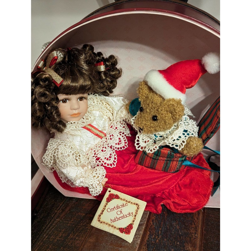 Collector's Choice Club Limited Edition Porcelain Doll Christmas Bear Present